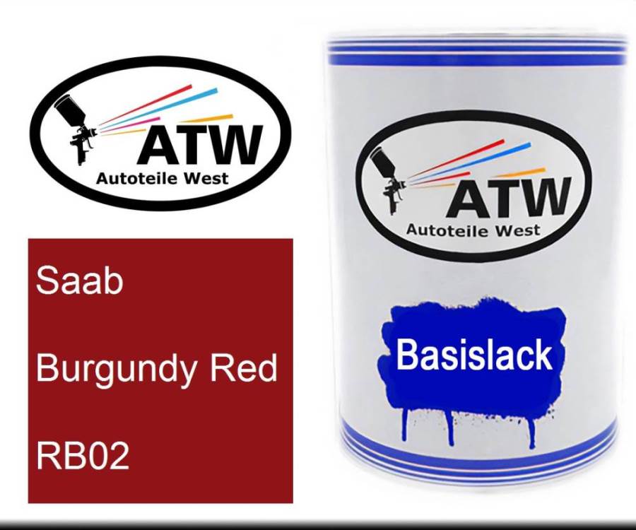 Saab, Burgundy Red, RB02: 500ml Lackdose, von ATW Autoteile West.